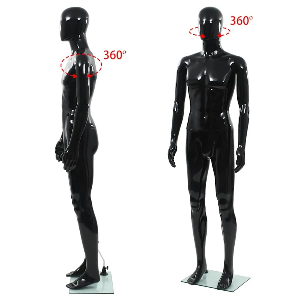 Full Body Male Mannequin Display Torso 185cm Glossy Black