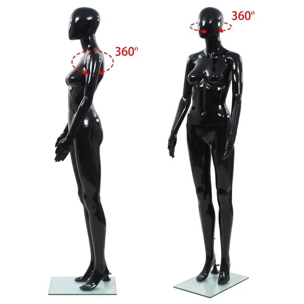 Full Body Female Mannequin Retail Display 175cm Glossy Black