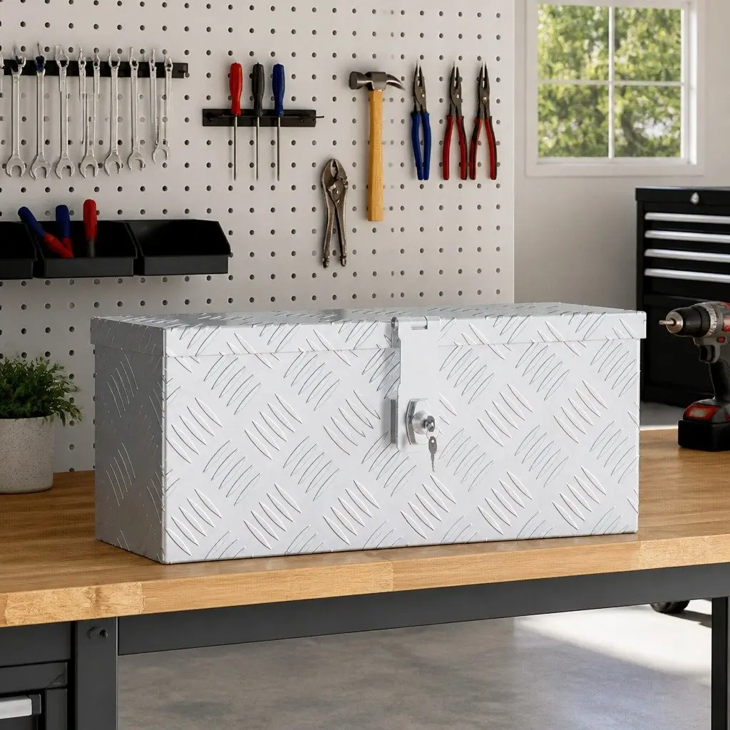 Aluminium Tool Box Storage Organiser 48.5x14x20 cm Silver