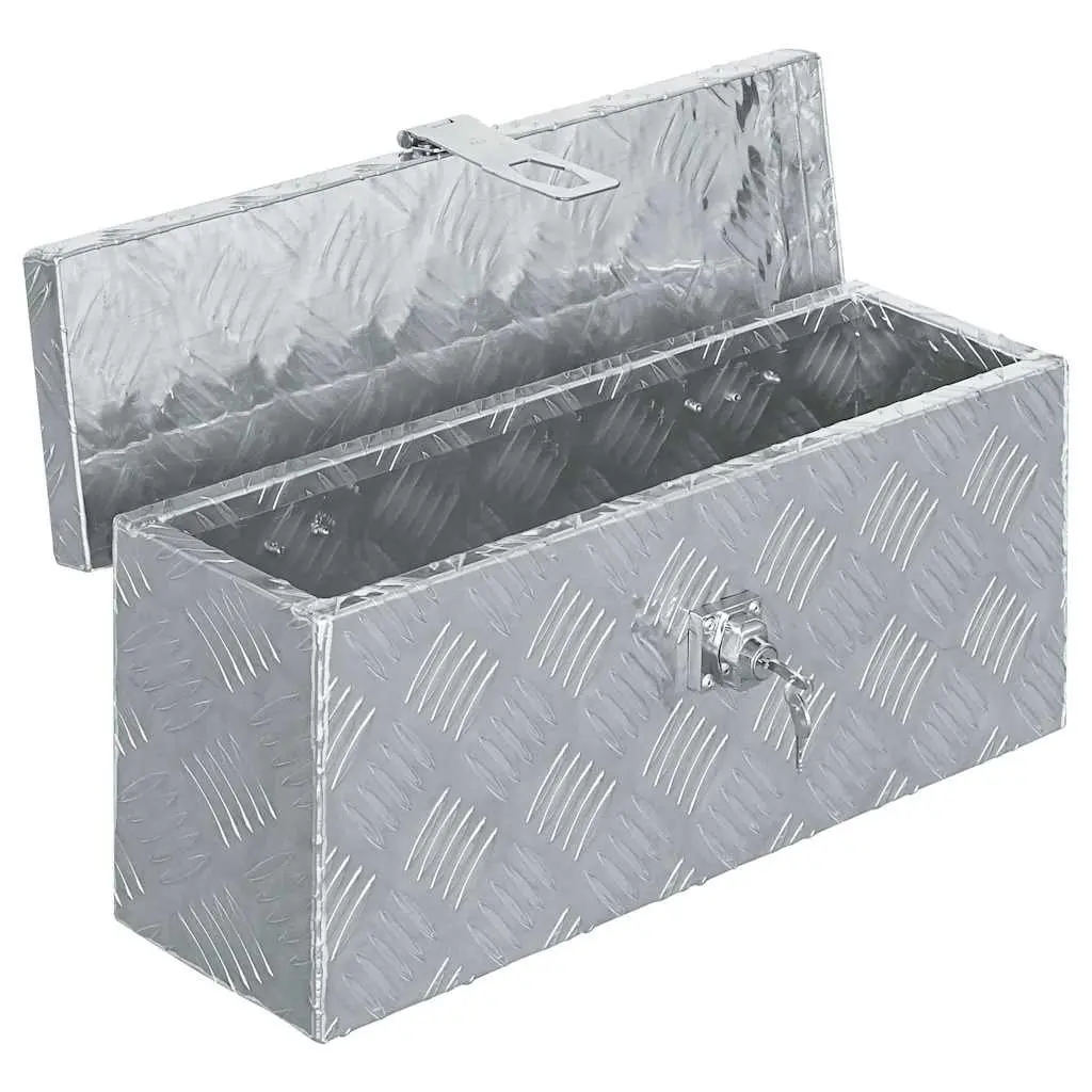 Aluminium Tool Box Storage Organiser 48.5x14x20 cm Silver