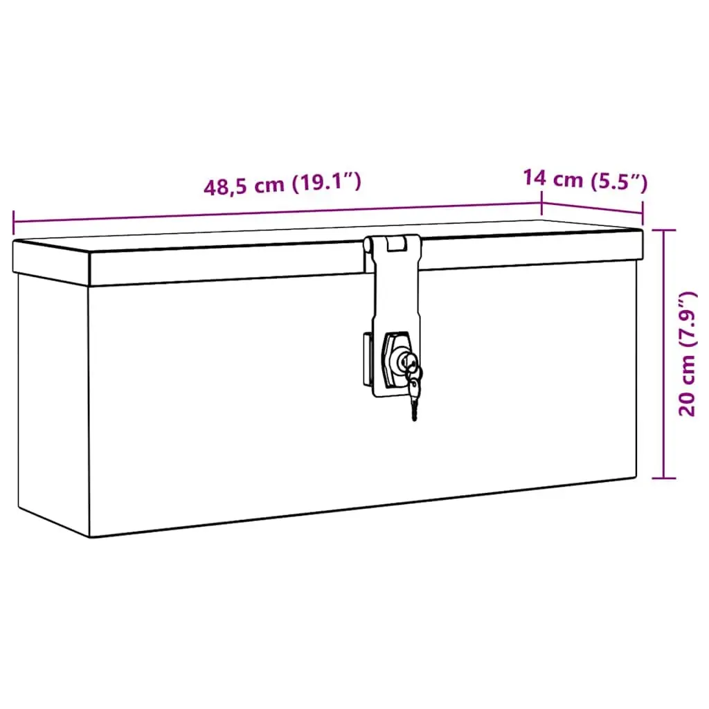 Aluminium Tool Box Storage Organiser 48.5x14x20 cm Silver
