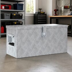 Aluminium Tool Box Storage 61.5x26.5x30cm Silver Locking Carrying Case