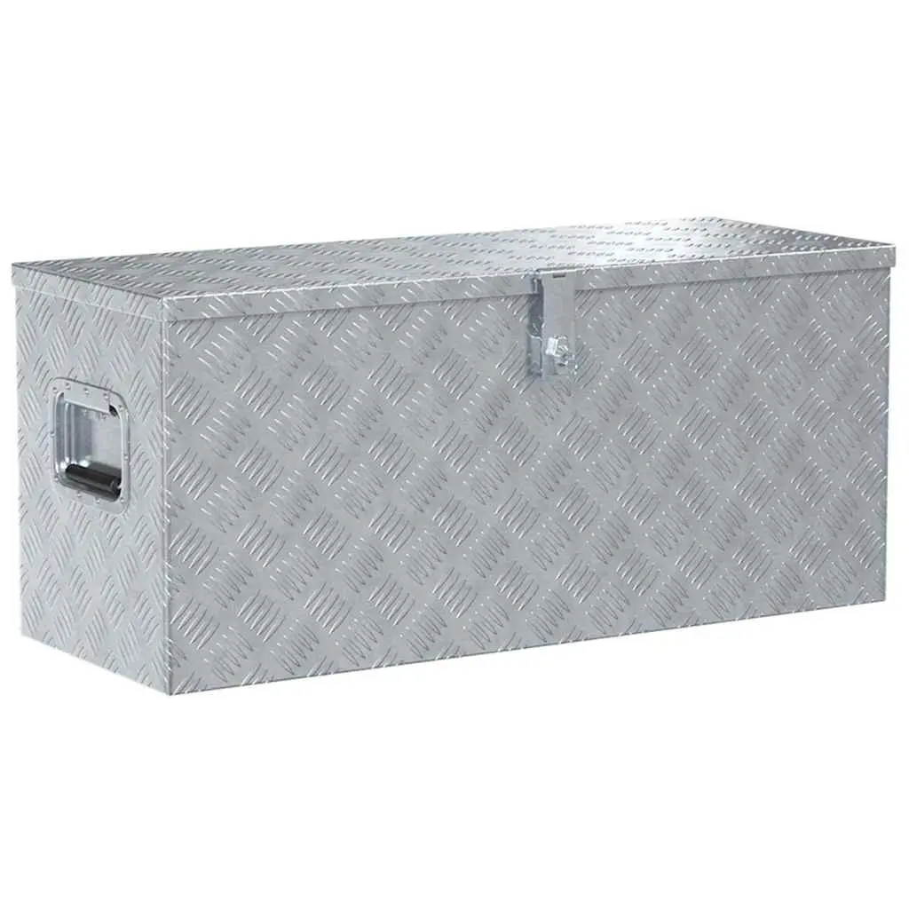 Lockable Aluminium Storage Box Silver 90.5x35x40 cm Portable Tool and Gear Organizer