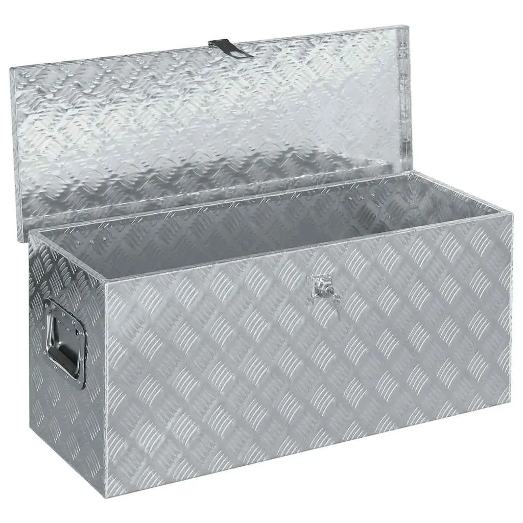 Lockable Aluminium Storage Box Silver 90.5x35x40 cm Portable Tool and Gear Organizer