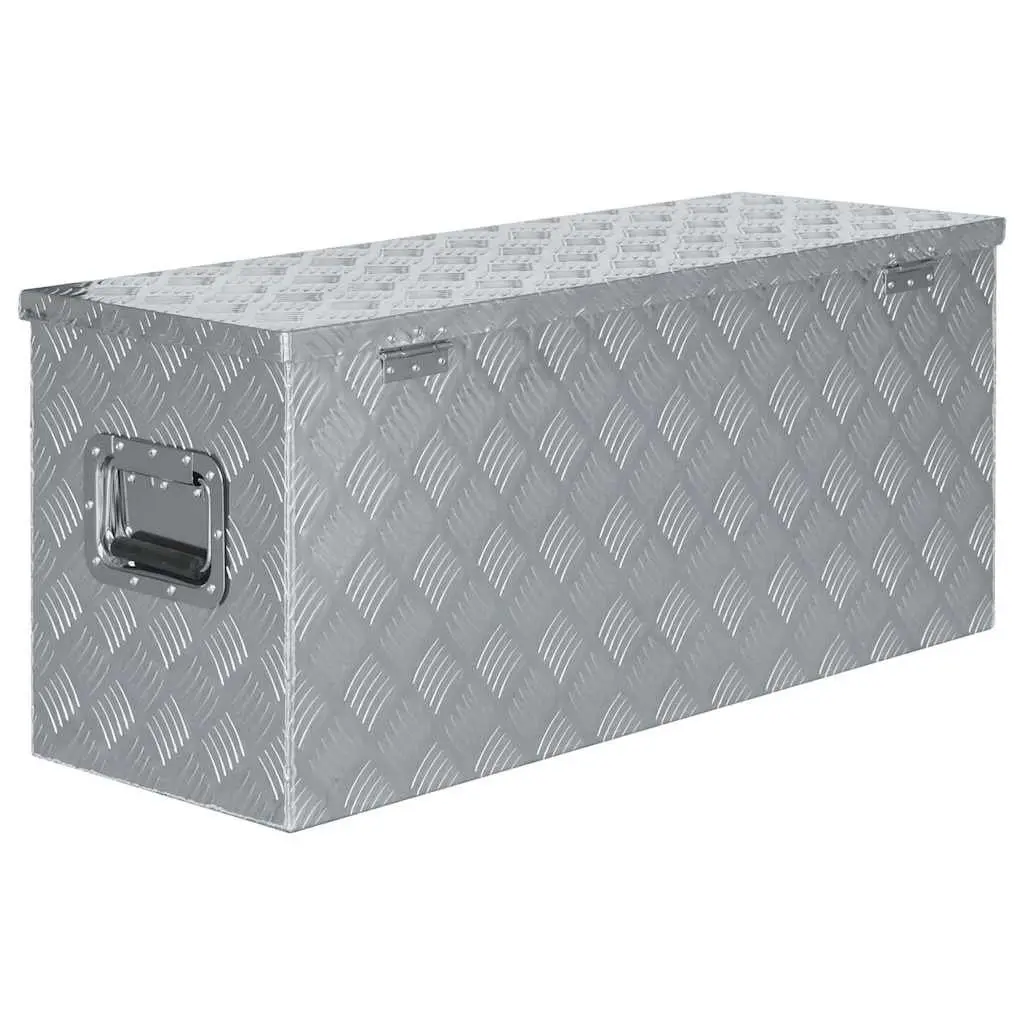Lockable Aluminium Storage Box Silver 90.5x35x40 cm Portable Tool and Gear Organizer