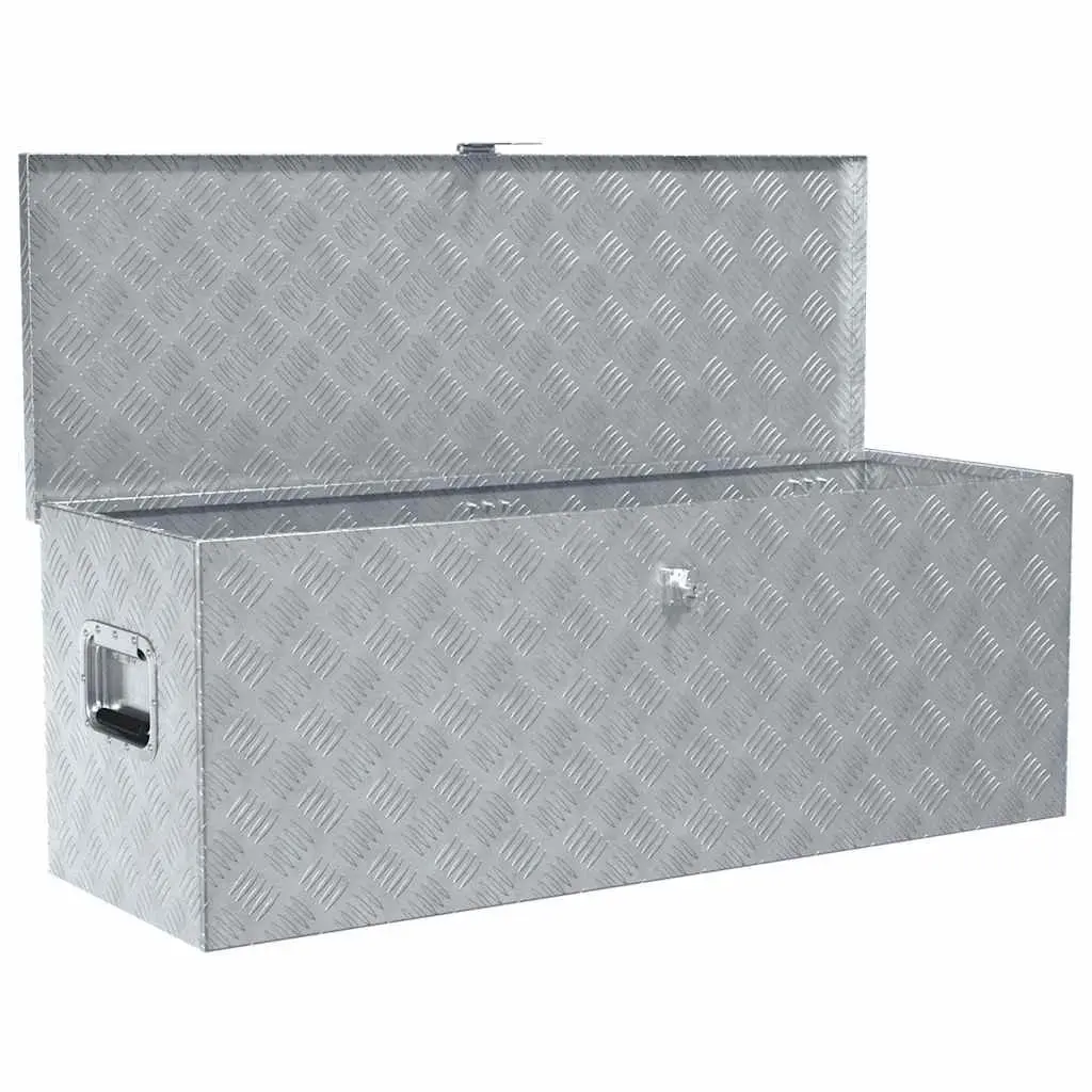 Aluminium Box Storage Tool Transport 110.5x38.5x40cm Silver Compact Lightweight Locking