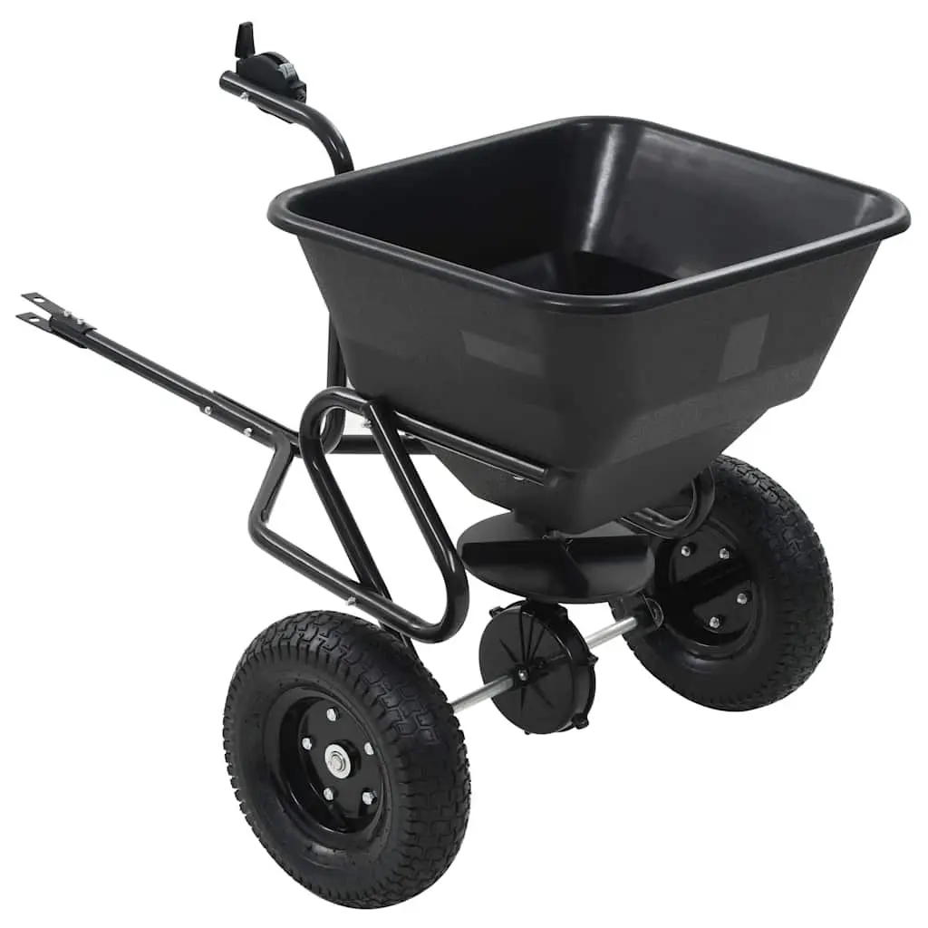 Tow Behind Spreader Garden Tool Fertilizer Salt Seeder 45L Black