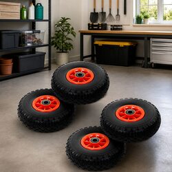 Sack Truck Wheels 4pcs Solid PU Puncture-Proof Heavy-Duty Spare Hand Trolley
