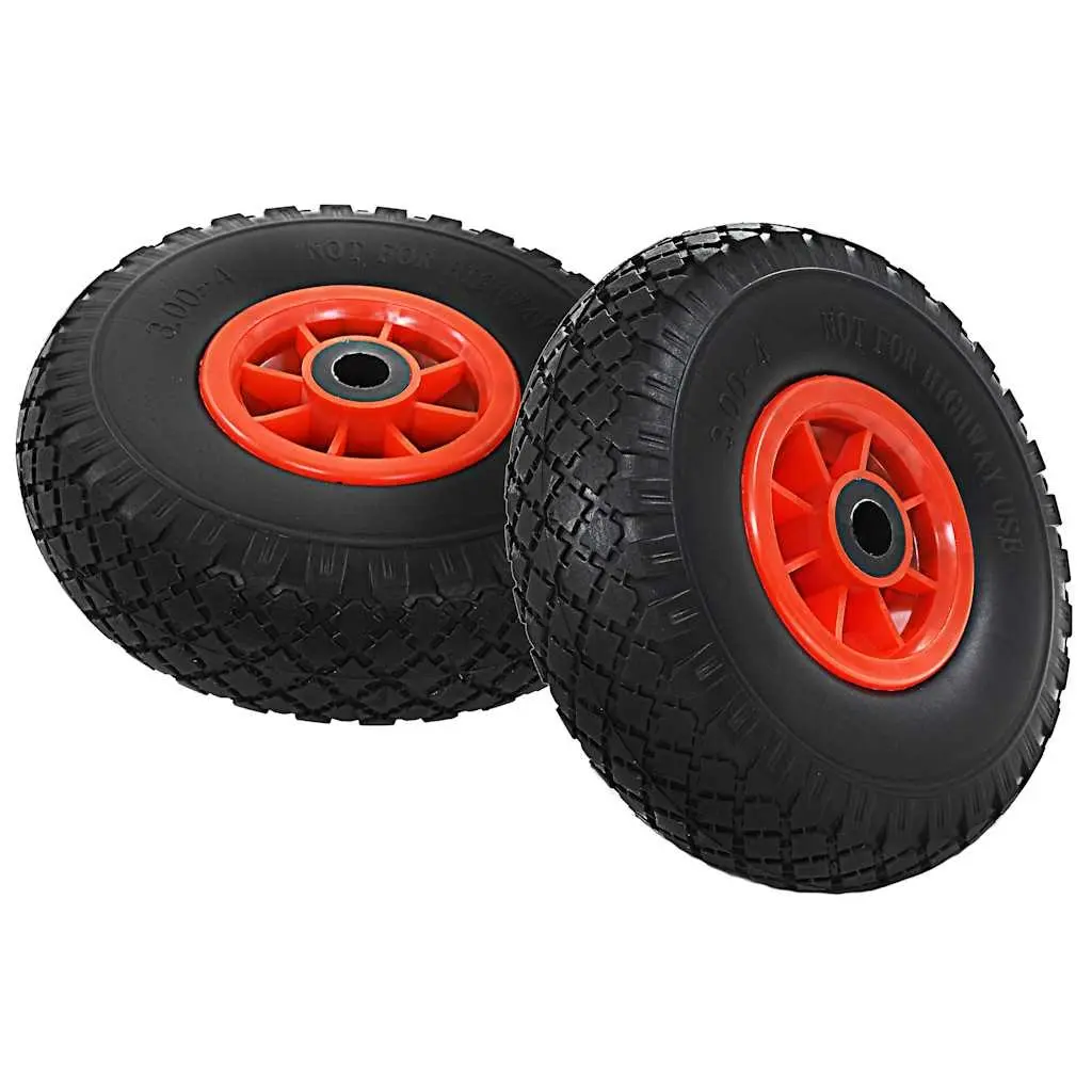 Sack Truck Wheels Puncture-Proof Solid PU Heavy-Duty 3.00-4 4 Piece