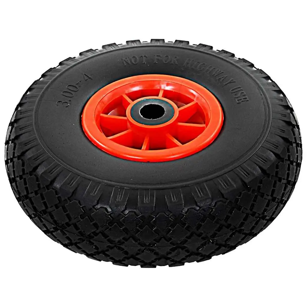 Sack Truck Wheels Puncture-Proof Solid PU Heavy-Duty 3.00-4 4 Piece