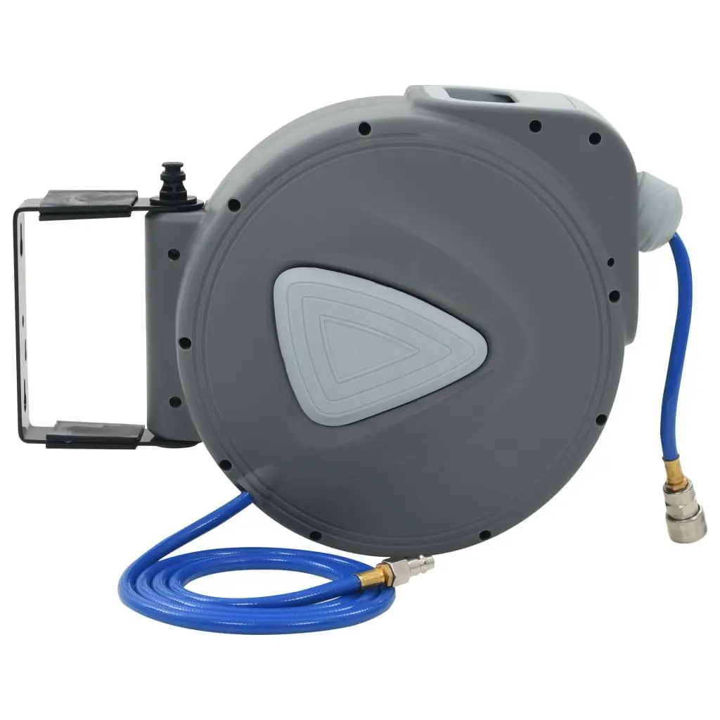 Air Hose Reel Automatic 20m Grey 1/4 Inch Retractable Workshop Organiser