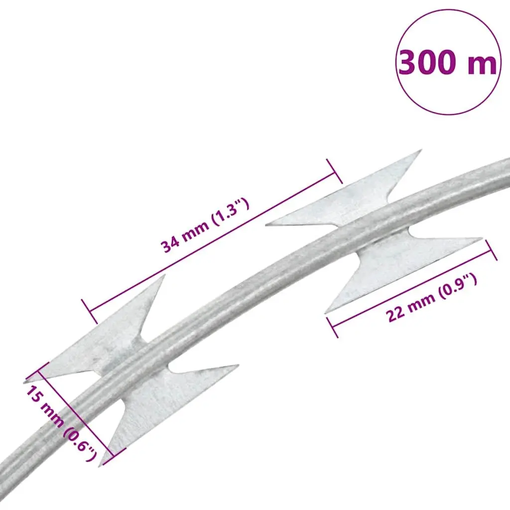 Razor Wire Galvanised Steel Outdoor Security 300m Garden Fence Silver