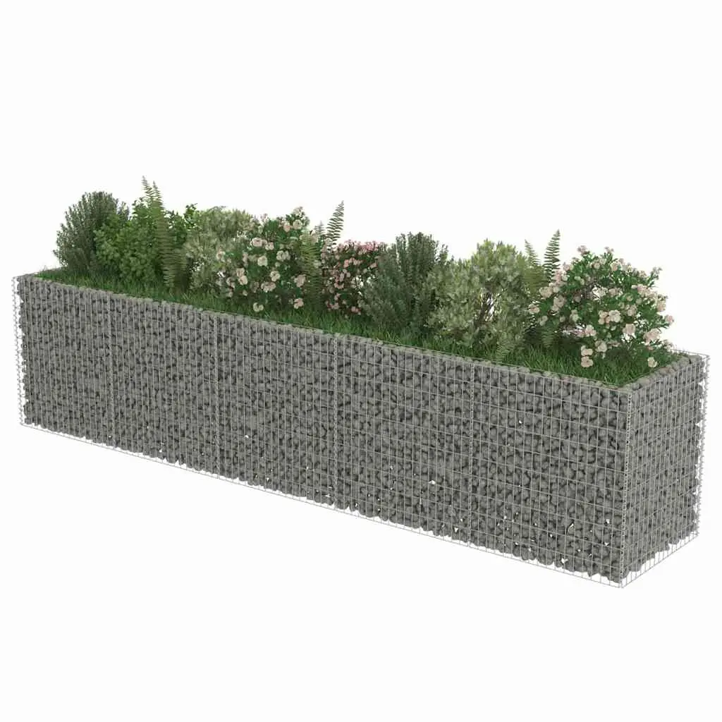 Raised Garden Bed Galvanised Steel Silver 450x90x100cm Gabion Planter Border