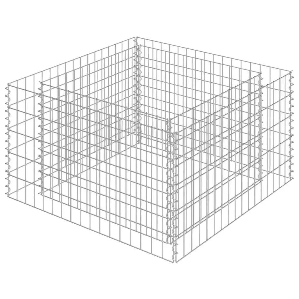 Gabion Raised Bed Garden Planter 90x90x50cm Silver Galvanised Steel