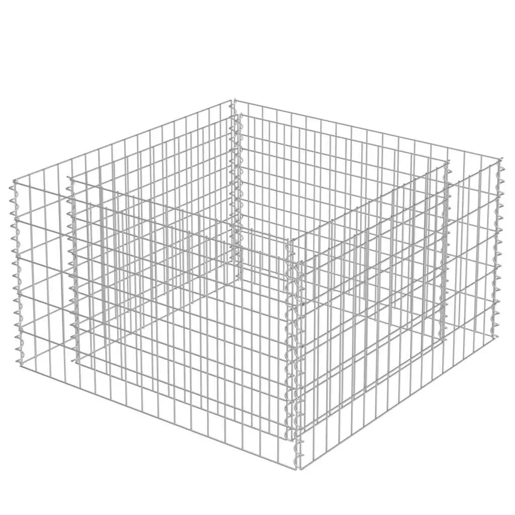 Gabion Raised Bed Garden Planter 90x90x50cm Silver Galvanised Steel
