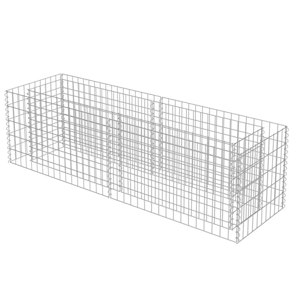 Gabion Raised Bed Garden Planter 180x50x50 cm Galvanised Steel Silver