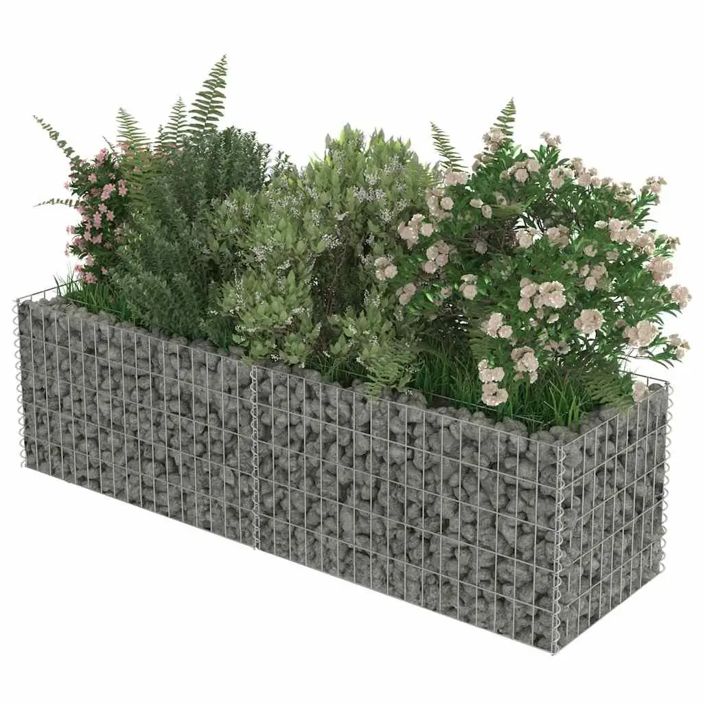 Gabion Raised Bed Garden Planter 180x50x50 cm Galvanised Steel Silver