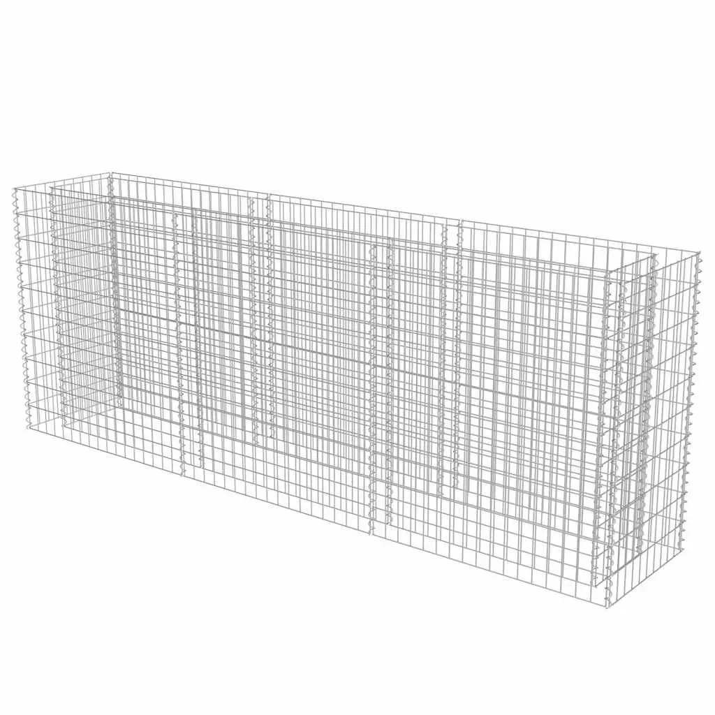 Gabion Raised Garden Bed Planter 270x50x100cm Silver Galvanised Steel