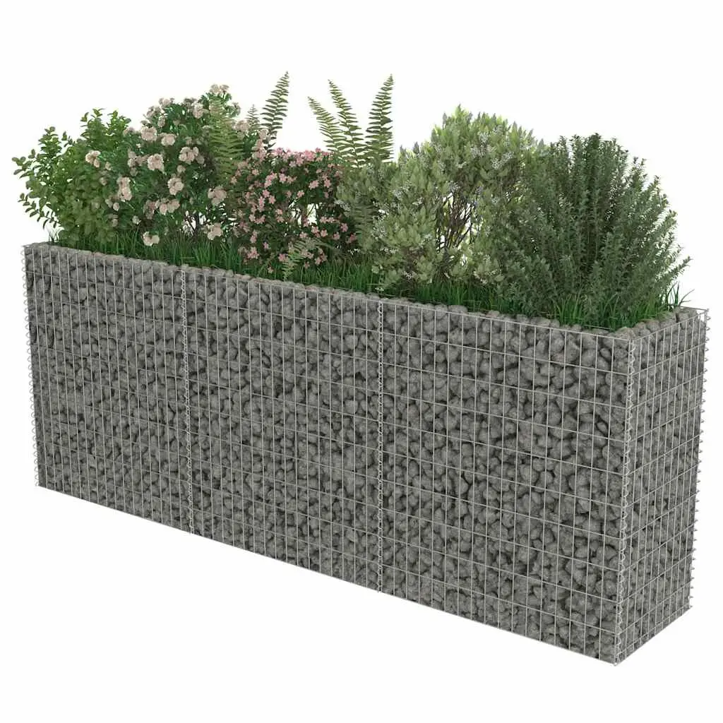 Gabion Raised Garden Bed Planter 270x50x100cm Silver Galvanised Steel