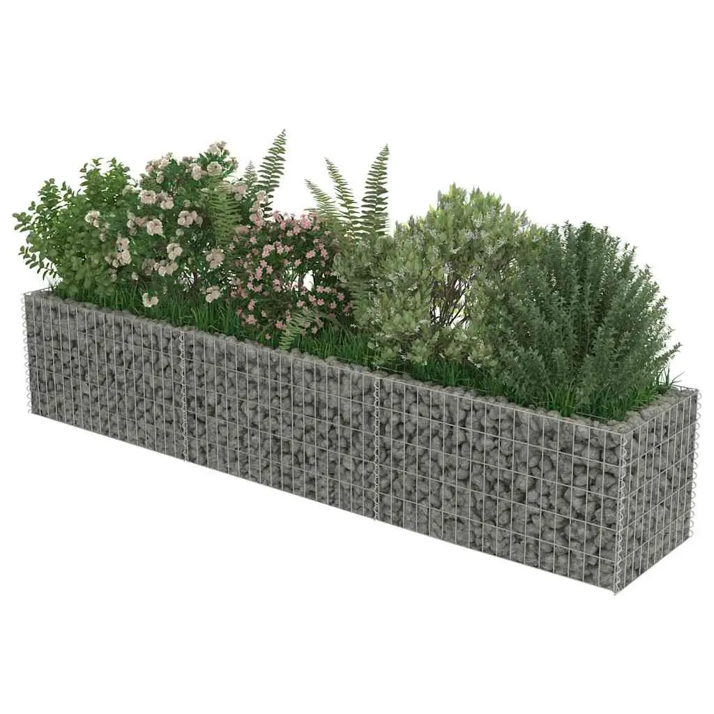 Gabion Raised Garden Bed Outdoor Planter 270x50x50 cm Silver Galvanised Steel