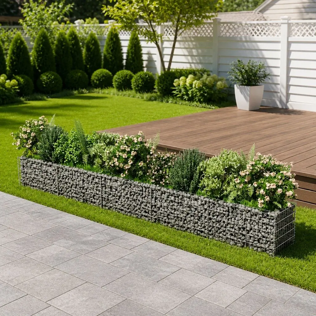 Gabion Raised Bed Garden Planter 450x50x50 cm Silver