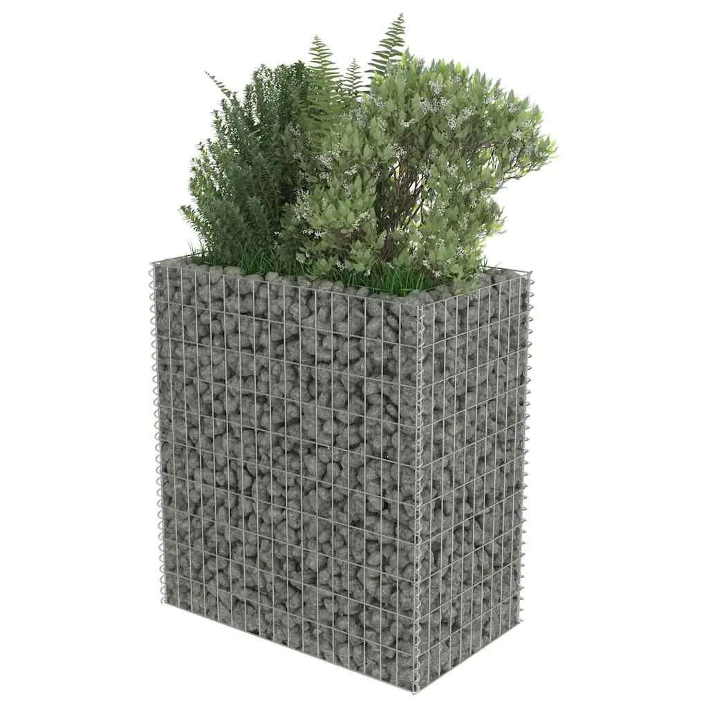 Gabion Raised Bed Garden Planter Flower Pot Box 90 x 50 x 100 cm Silver Metal Mesh Wire