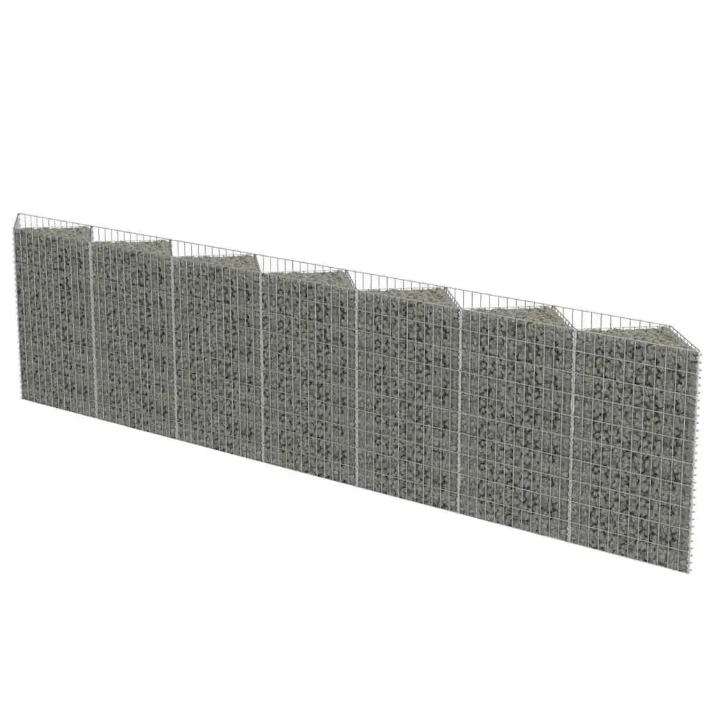 Gabion Wall Fence Panel Retaining Barrier 450x30x100cm Galvanised Steel Silver
