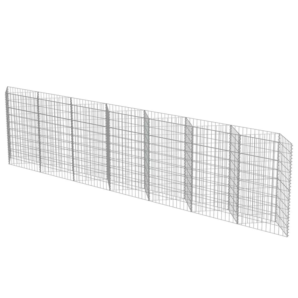 Gabion Wall Fence Panel Retaining Barrier 450x30x100cm Galvanised Steel Silver