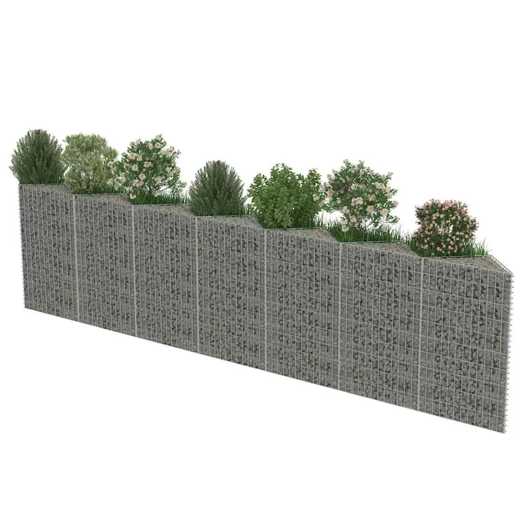 Gabion Wall Fence Panel Retaining Barrier 450x30x100cm Galvanised Steel Silver