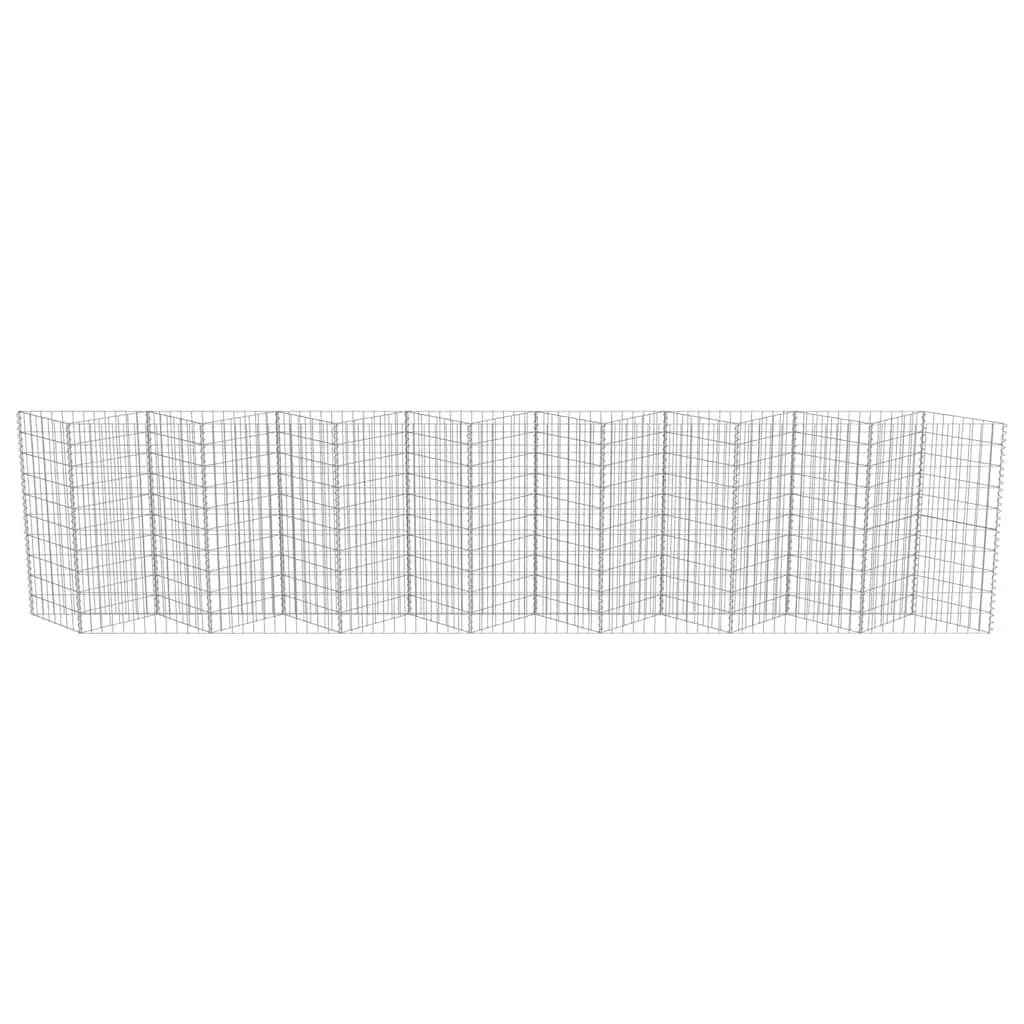 Gabion Wall Fence Panel Retaining Barrier 450x30x100cm Galvanised Steel Silver