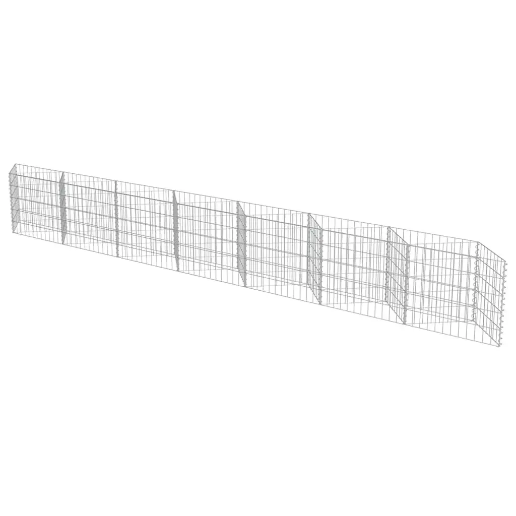 Gabion Wall Fence Panel Retaining Raised Garden Bed Planter 450x30x50cm Silver