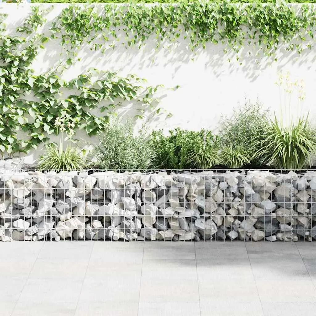 Gabion Wall Fence Panel Retaining Raised Garden Bed Planter 450x30x50cm Silver