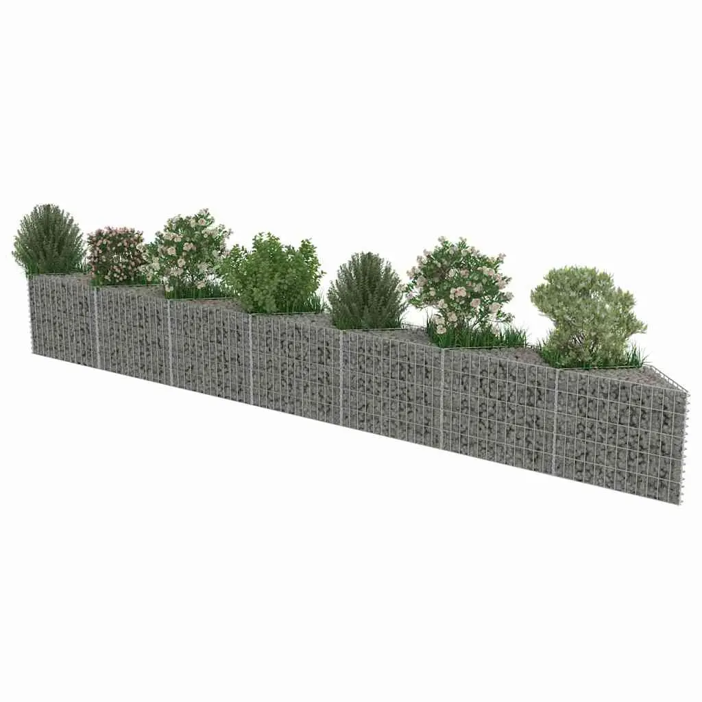 Gabion Wall Fence Panel Retaining Raised Garden Bed Planter 450x30x50cm Silver