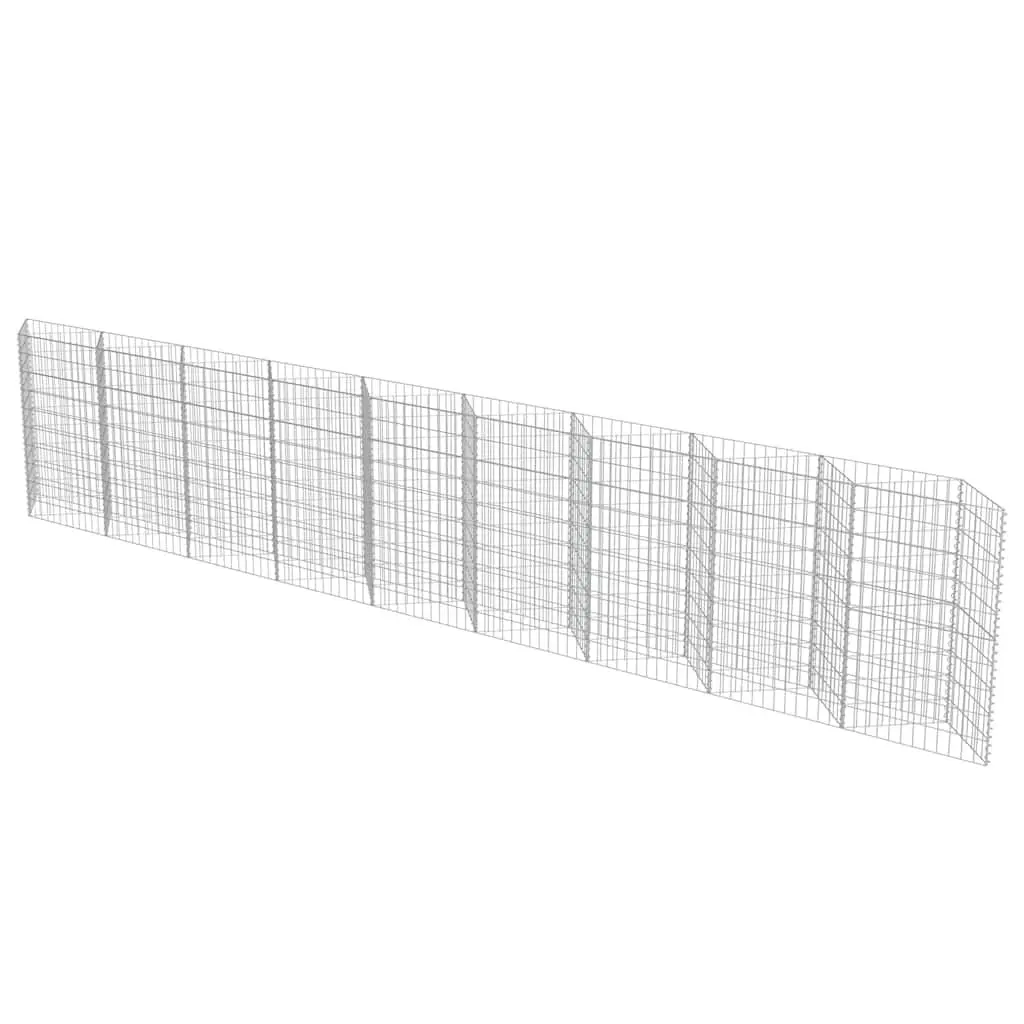 Gabion Wall Panel Retaining Barrier Garden Planter 630 x 30 x 100 cm Silver Galvanised Steel