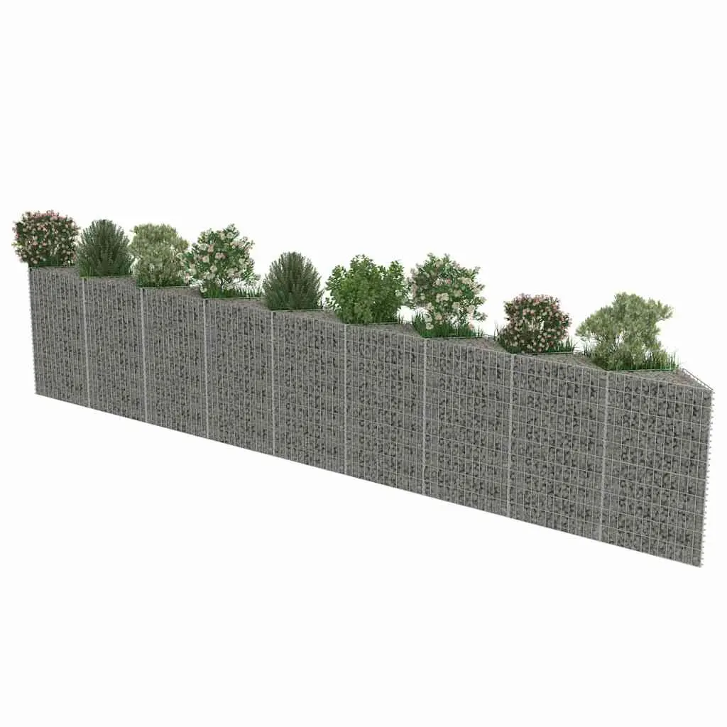 Gabion Wall Panel Retaining Barrier Garden Planter 630 x 30 x 100 cm Silver Galvanised Steel