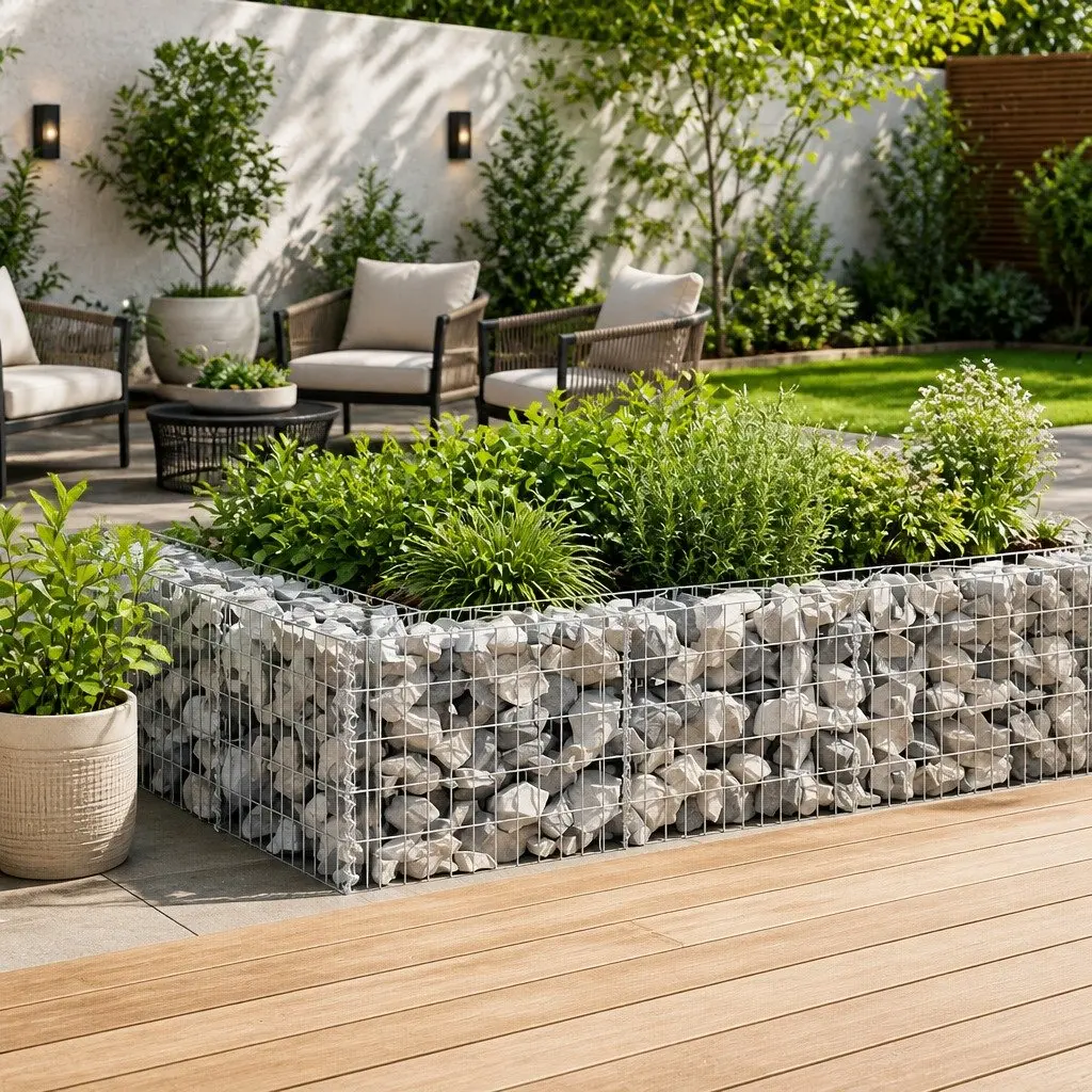 Gabion Wall Panel Retaining Garden Barrier Raised Bed 630x30x50cm Silver