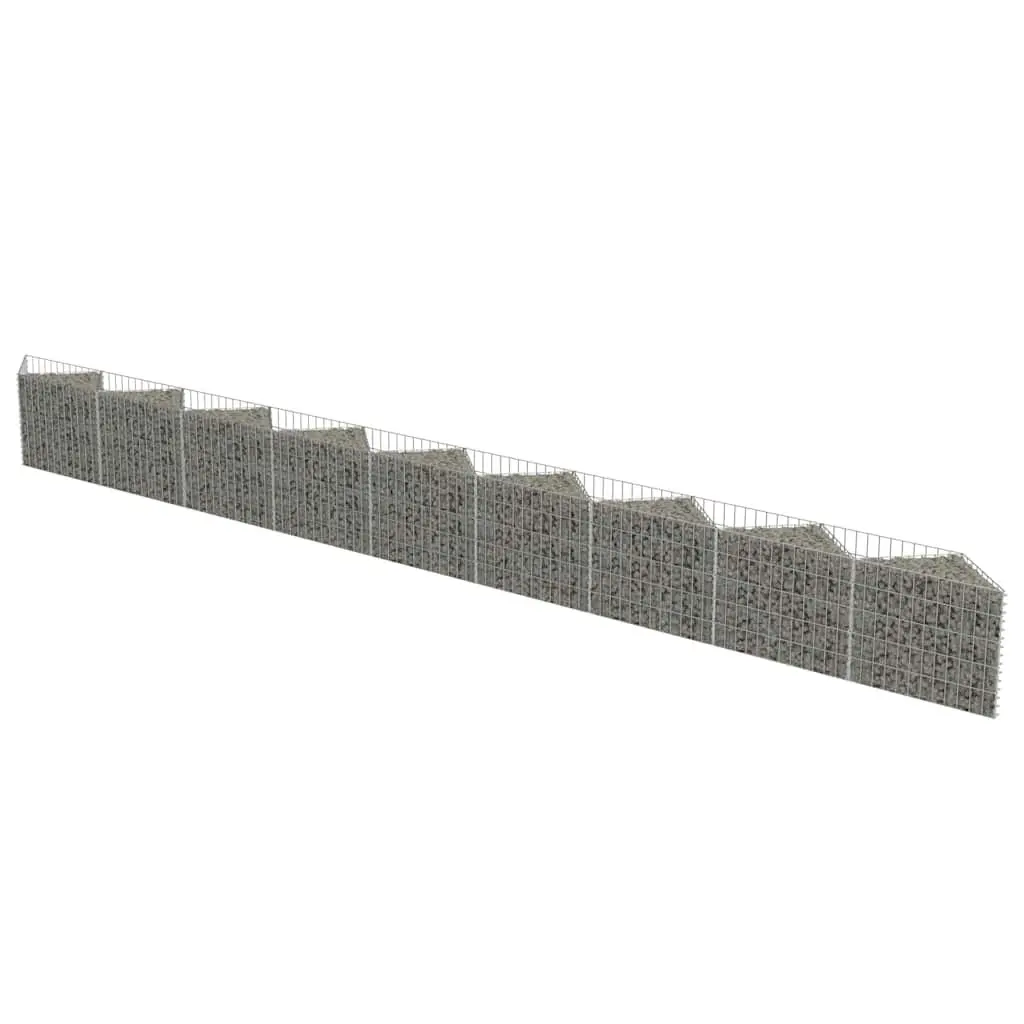 Gabion Wall Panel Retaining Garden Barrier Raised Bed 630x30x50cm Silver