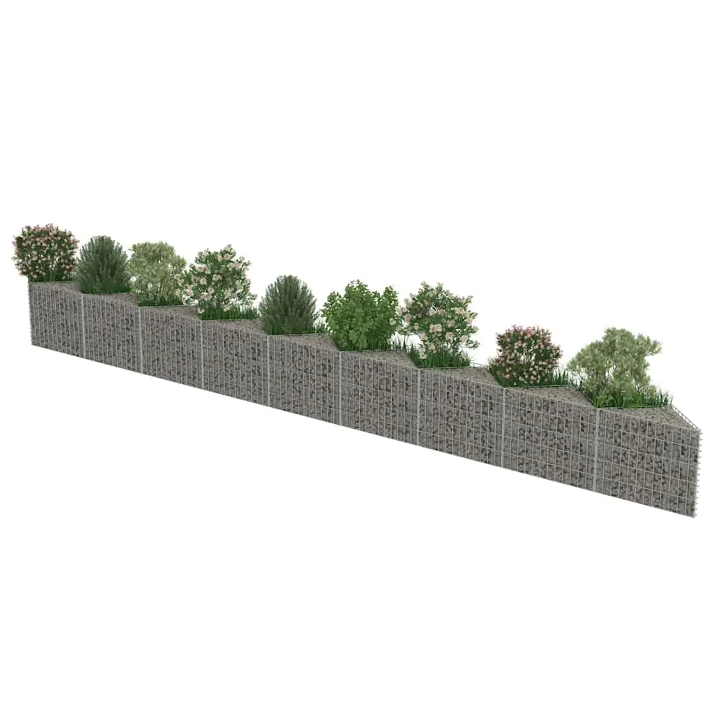 Gabion Wall Panel Retaining Garden Barrier Raised Bed 630x30x50cm Silver
