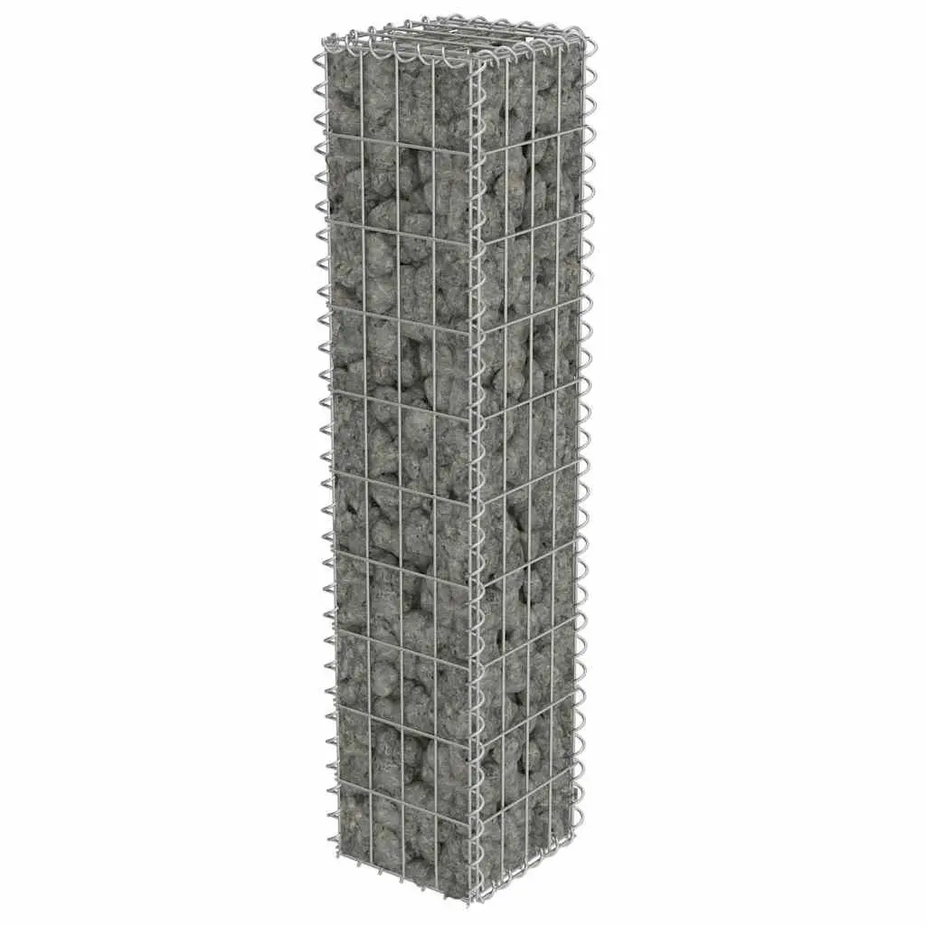Gabion Wall Basket Galvanised Steel Retaining Barrier 20x20x100 cm Silver