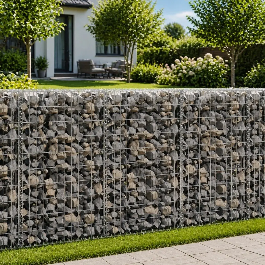 Gabion Wall Retaining Barrier Fence Panel Galvanised Steel 50x20x100cm Silver