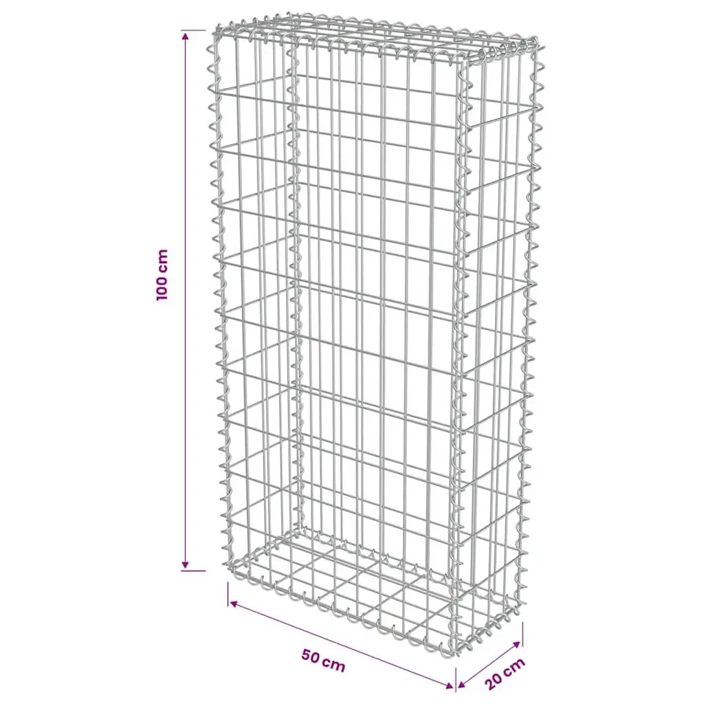 Gabion Wall Retaining Barrier Fence Panel Galvanised Steel 50x20x100cm Silver