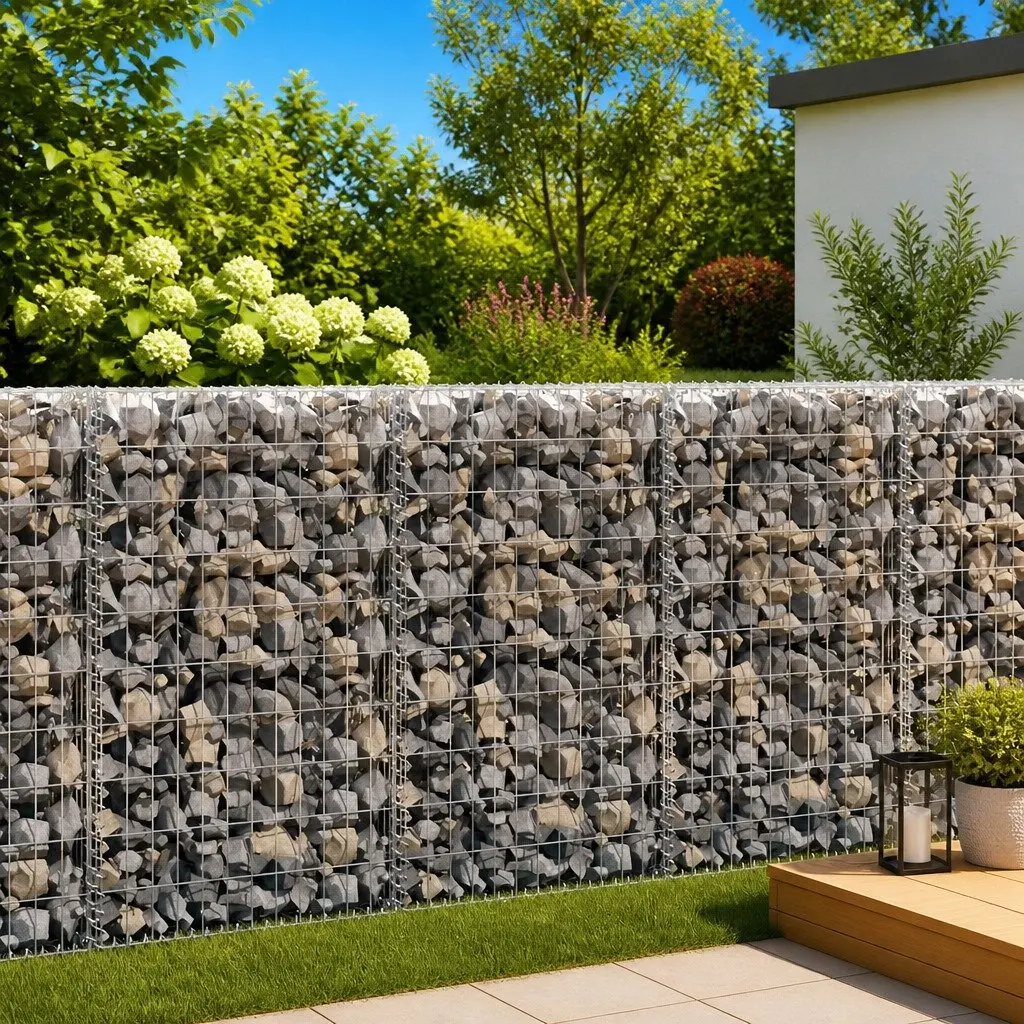 Retaining Fence Panel Gabion Wall Silver Galvanised Steel 100x20x100 cm