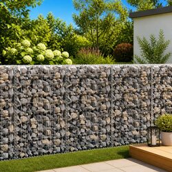 Gabion Wall Retaining Fence Panel Galvanised Steel 100x20x100 cm Silver