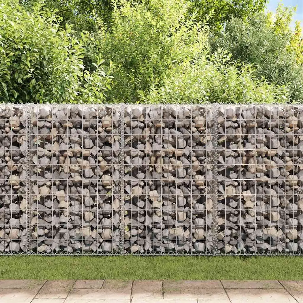 Retaining Fence Panel Gabion Wall Silver Galvanised Steel 100x20x100 cm
