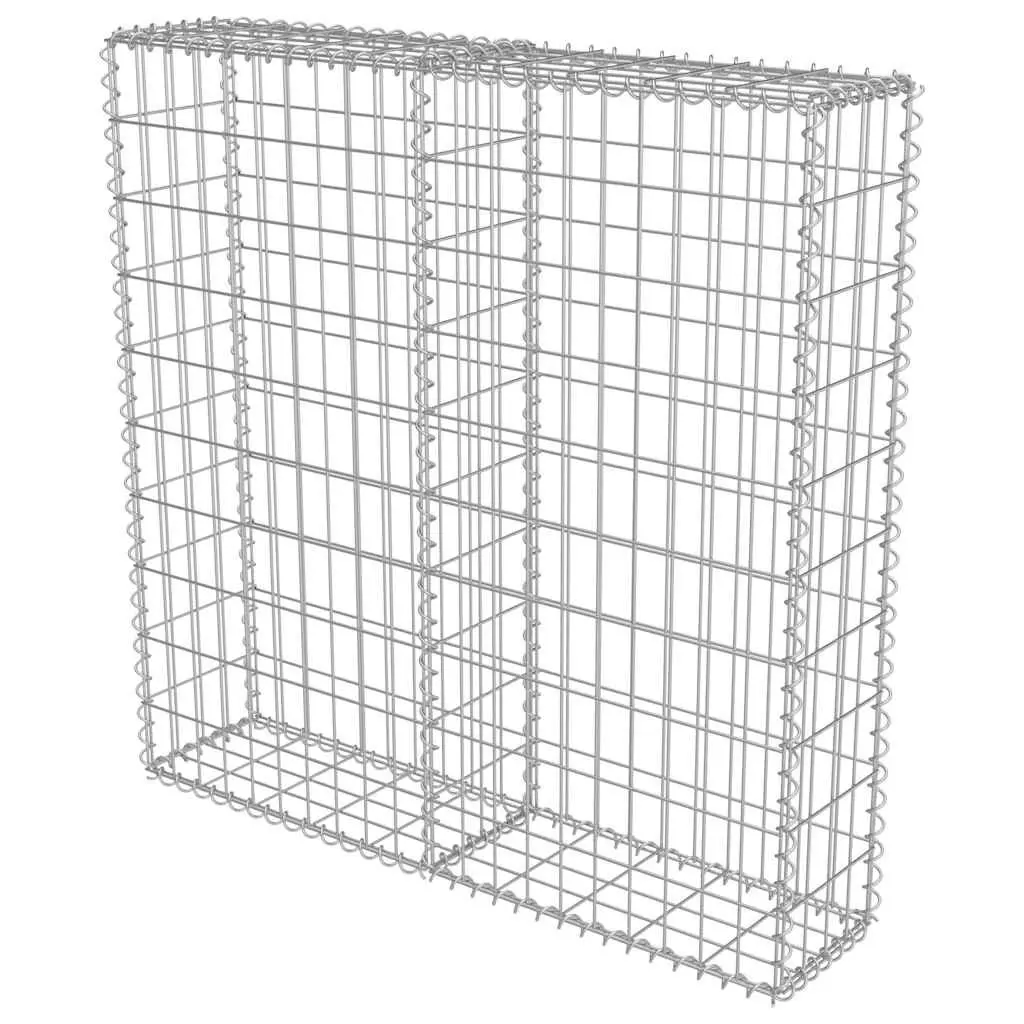 Retaining Fence Panel Gabion Wall Silver Galvanised Steel 100x20x100 cm