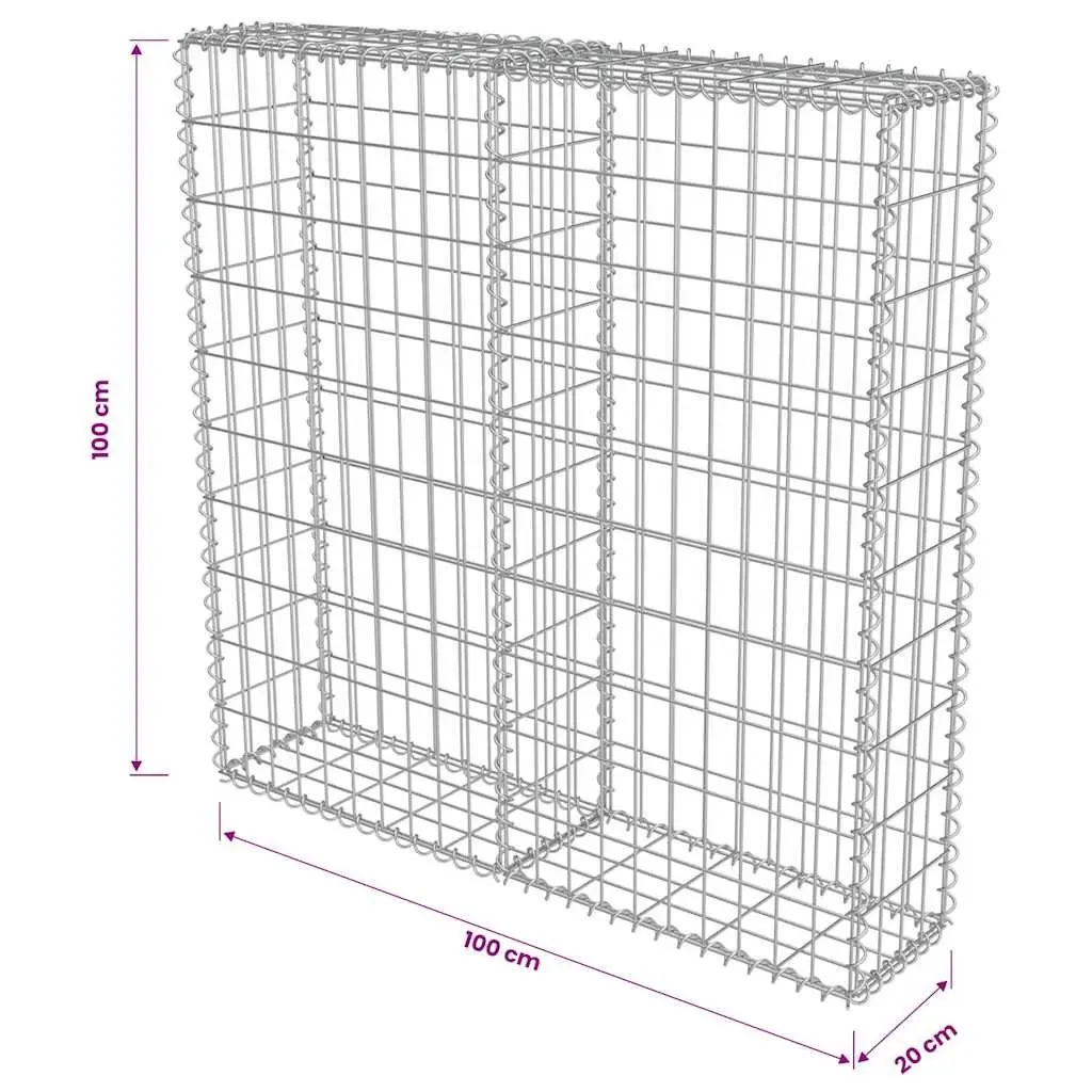 Retaining Fence Panel Gabion Wall Silver Galvanised Steel 100x20x100 cm