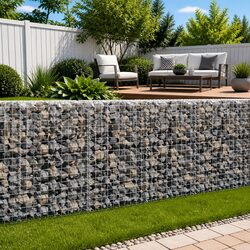 Gabion Wall Basket Retaining Barrier Galvanised Steel 200x20x85 cm Silver Covers