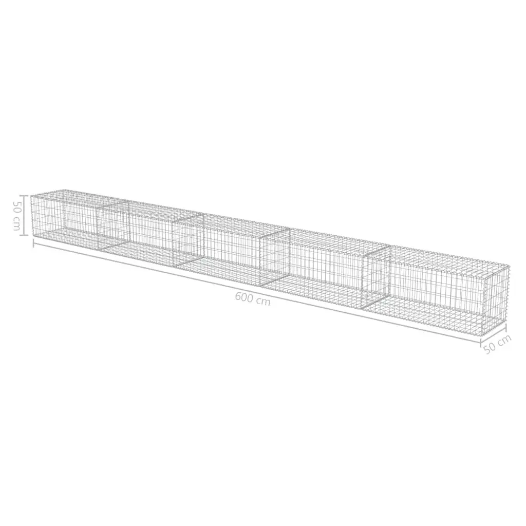 Gabion Fence Panel Galvanised Steel Retaining Wall System 600x50x50cm Silver