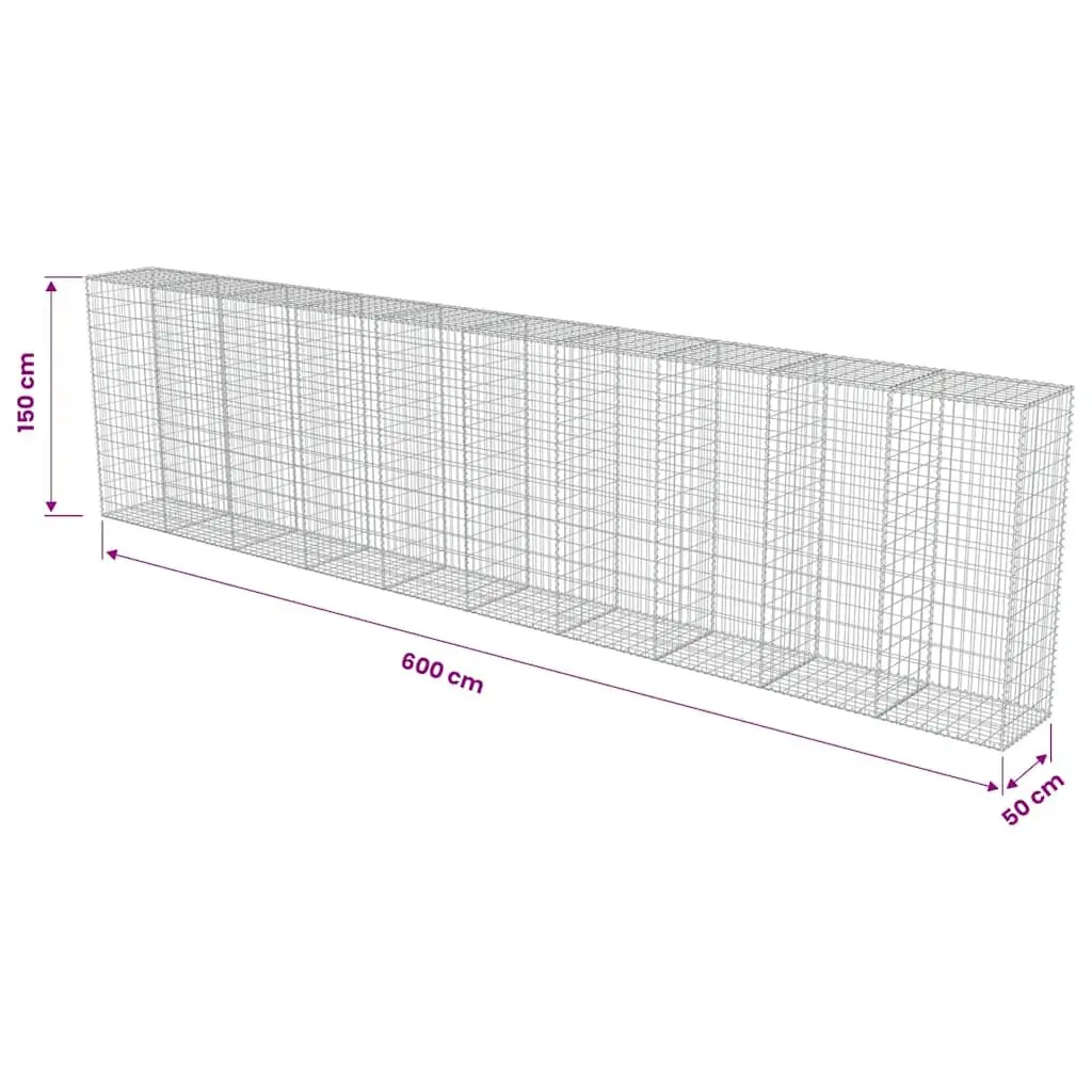 Gabion Wall Panel Galvanised Steel Retaining Wall 600 x 50 x 150 cm Silver