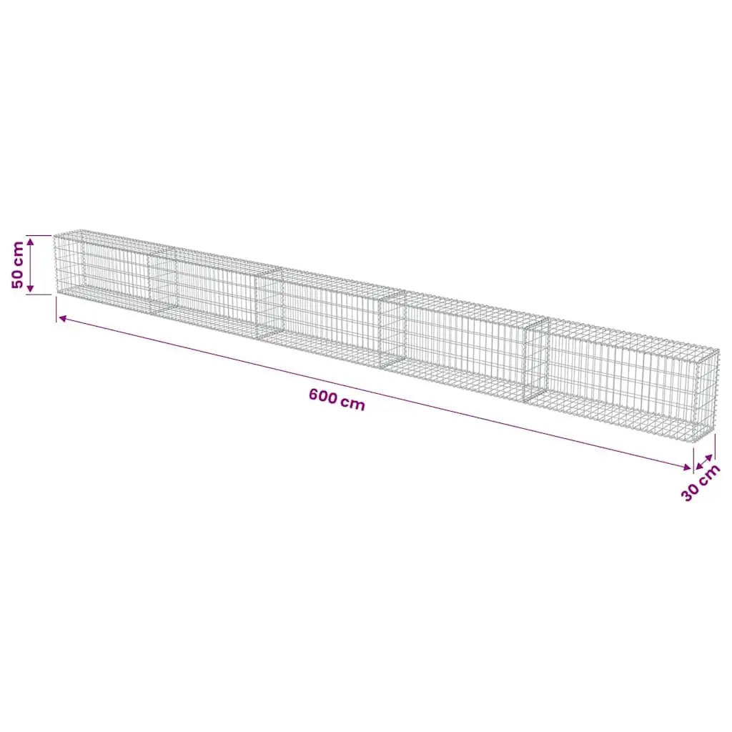 Gabion Panel Steel Retaining Wall 600x30x50cm Silver Landscape Barrier